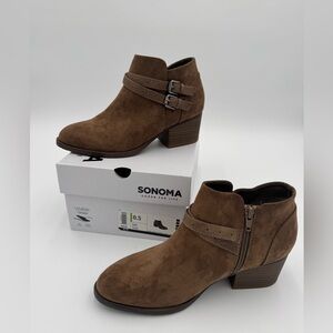 Sonoma Women's Tan Ankle Booties with Buckle Detail